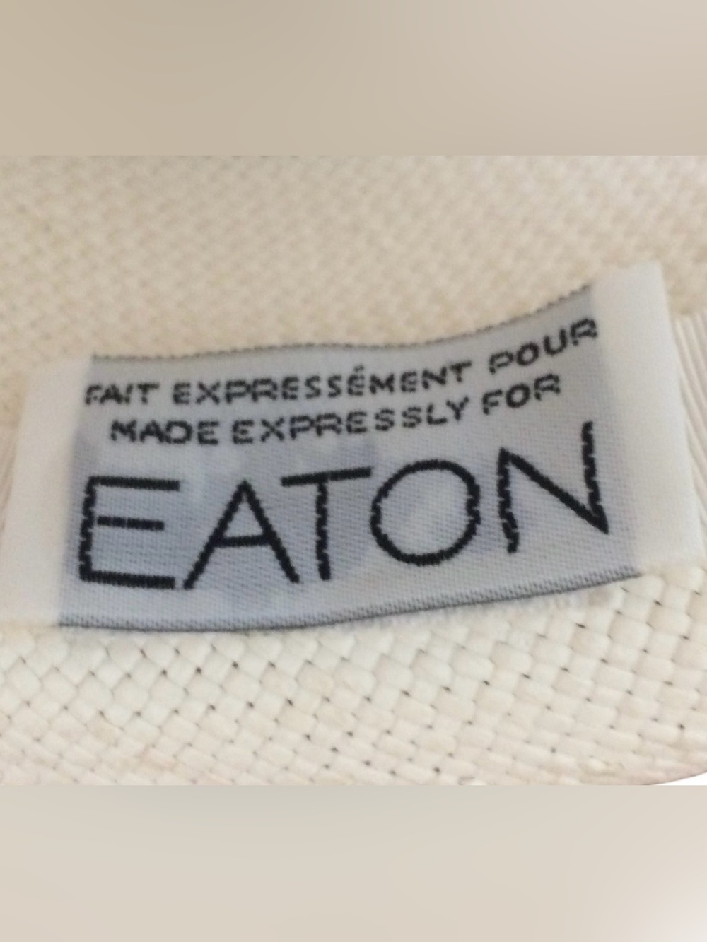 Eaton Cream Straw cloche-style/ Panama Hat with Pink Ribbon trim 21 1/2” - Picture 5 of 9
